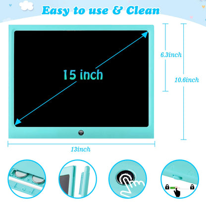 LCD Writing Tablet Kids Toys -15 Inch Toddler Toys Learning Drawing Pad Toys for 3 4 5 6 7 8 Years Boys Girls Birthday Christmas Easter Thanksgiving Gift Creative Doodle Board
