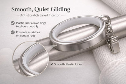 Valeri Home – Premium Curtain Rings, Matte Nickel Finish, 20-Pack