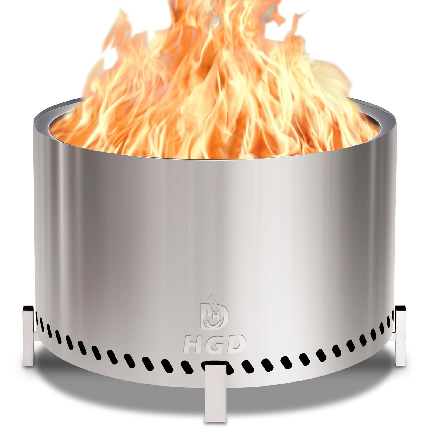 HGD 28 Inch Smokeless Firepit, Large Stainless Steel Fire Pit, Wood Burning Firepit for Patio Garden Picnic