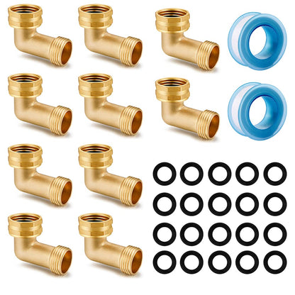 SIGURANTA 90 degree hose elbow Brass Full Flow Elbow Connector 3/4" Solid Brass Elbow Adapter (90 degrees,10 PCS)
