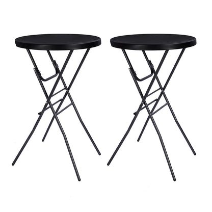 Byliable Cocktail Table 28in Folding Round High Top Indoor Outdoor with Removable Legs, Tall Bistro Foldable Bar Height Table for Parties, Patio, Backyard, Dining Room, Events, Black- 2PCS