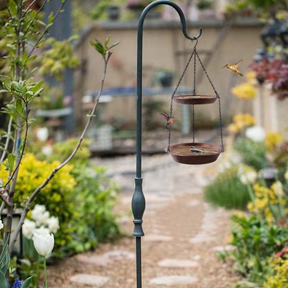 Keygift Hanging Bird Bath for Outdoor, 2-in-1 Antique Copper Metal Bird Feeder&Birdbath Bowls with 23" Rust-Proof Black Chains Backyard Birdbath Garden Decor