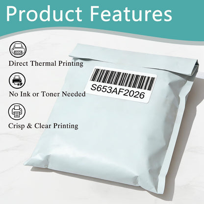 Volokitx 15 Rolls 2.25"x1.25" Direct Thermal Labels, 1000 Labels/Roll (15000 Labels), Self-Adhesive Address Barcode Sticker Label Rolls, Compatible with Zebra, Rollo, Munbyn & Most Thermal Printers