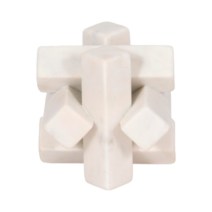 Sagebrook Home 4-Inch White Marble Geometric Orb