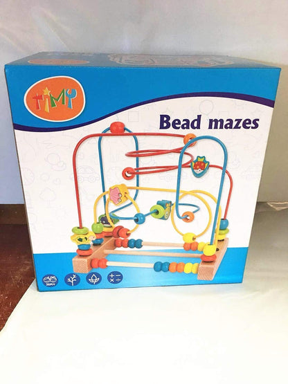 Timy First Bead Maze Roller Coaster Wooden Educational Circle Toy for Toddlers