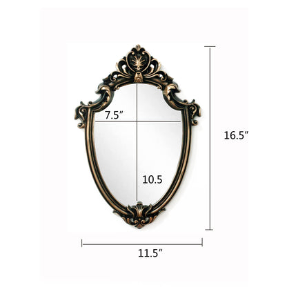 Eaoundm 16.5 x 11.5inch Vintage Mirror Antique Mirror Shield Shape Plastic Frame (Vintage Gold)