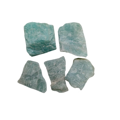 Karma Gems 5 Pcs Rough Amazonite Natural Crystal - Tumbling Rocks - Cool Rocks and Agate Stone - Amazonite for Energy Healing of Mind and Body - Enhance Personal Luck