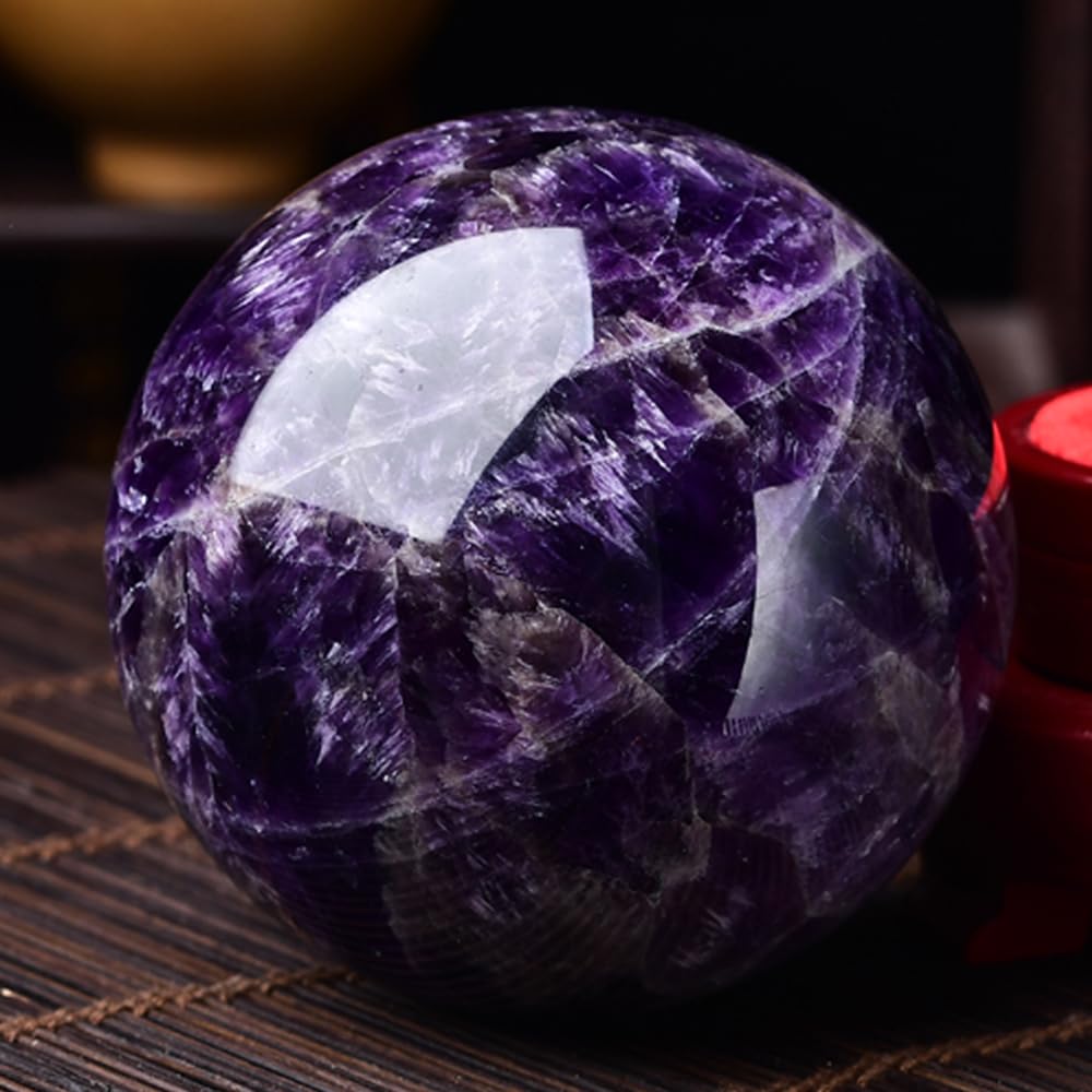 5-6cm/1.96-2.36inch Natural Amethyst Sphere Crystal Ball Hand Polished Decorative Sphere Healing Crystals Ball Healing Stone Crafts Fengshui Home Decoration Collect Gifts (50-60mm, Amethyst)
