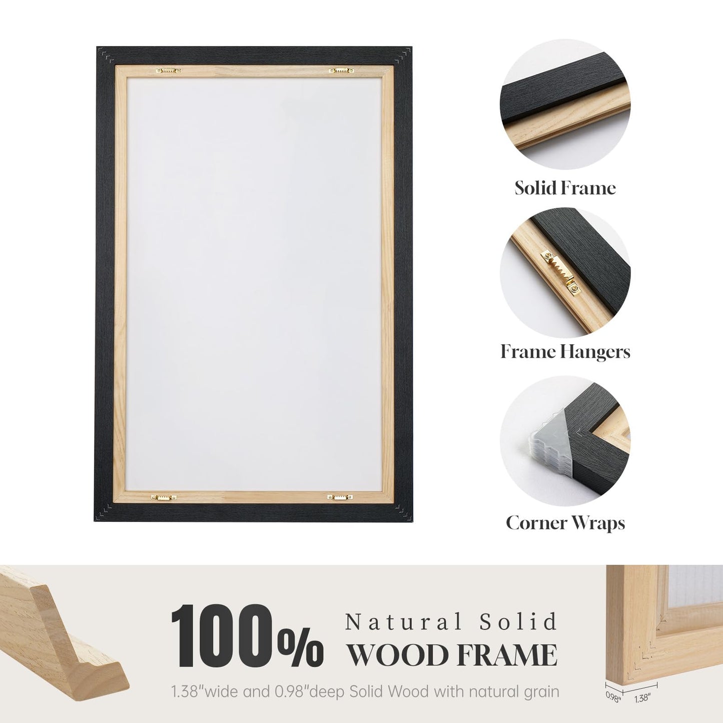Large Framed Neutral Modern Abstract Wall Art, 3 Piece Black and Beige Canvas Prints Paintings Artwork for Walls, Minimalist Line Pictures for Living Room Hallway Office Wall Decor -Total 30x60 Inch