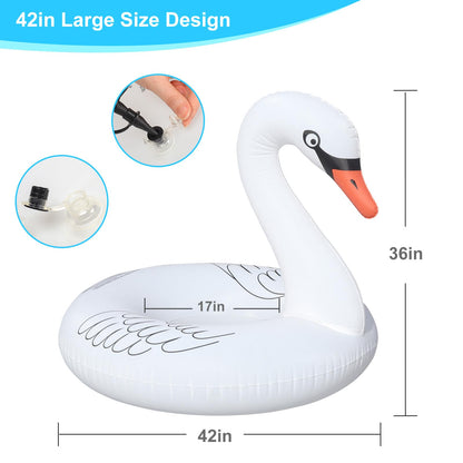 Inflatable Pool Floats, Solar Powered Large Swan Pool Float Adult, LED Color Changing Swan Floaties for The Pool, 42 Inch Lake Floats Adults for Outdoor Seaside, Lake, Pool
