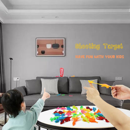 Pushmick 30 Pcs Slingshot Dinosaur Finger Toys, catapult toys as fun as slingshot chicken, cute shapes, more colors, Great for Flying Games and Party Favors.