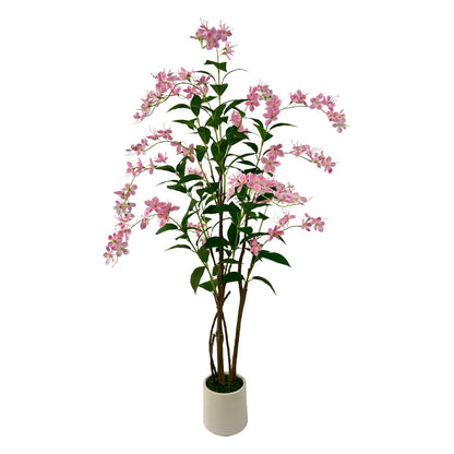 VIGGDA 5ft Artificial Jasmine Tree – Faux Potted Plant with Pink Blooms, Fake Silk Tree for Indoor Home Decor, Realistic Tall Fake Plant for Living Room, Bedroom & Office