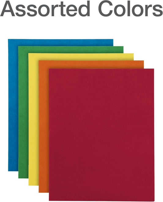 Oxford Two Pocket Folders, Textured Paper, Assorted Colors (Blue, Red, Yellow, Orange, Green), For School, Home, and Office, Letter Size, 25 Per Box (57513EE)