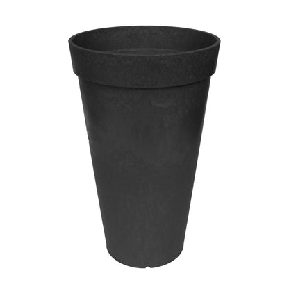 Tierra Verde Indoor & Outdoor Self-Watering Tall Round Planter, Aria, 12.5" x 20", Black - Planting Containers for Plants and Flowers - Gardening and Landscaping Accessories