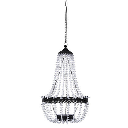 Hanging Solar Chandelier Outdoor Lantern, 30 Cool White Lights Acrylic Clear Beaded Chandelier with S Hooks Modern Lantern for Garden Yard Patio Gazebo Decorations, 28”H