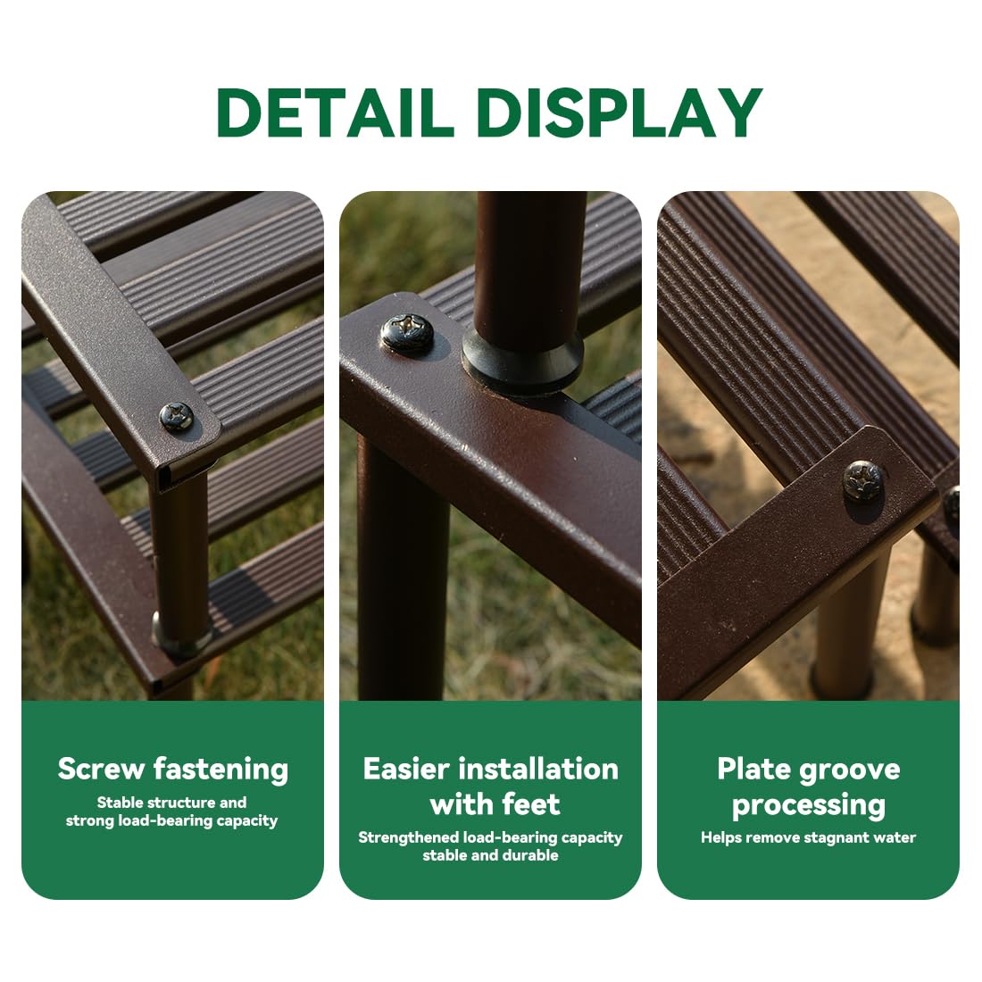 MultirackX Metal Plant Stand, Rust-proof Aluminum Display Rack, Plants Display Stands Decoration Racks for Living Room Garden Balcony Patio (Ebony, 42.5Inch Tall Leg)