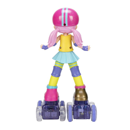 Rock N Rollerskate Doll Rainbow Riley Light Up Remote Control Rollerskating Doll - Plays Music and Skates!, 10" H