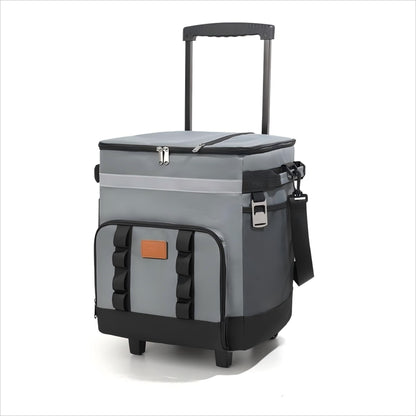 Spherate Insulated Rolling Cooler with Wheels - Soft Leak Proof Ice Chest for Camping, Beach, Travel and Lunch - Portable Wheeled Cooler (Gray)