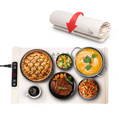 LEBURRY Electric Warming Tray - Rollable/Portable Warming Mat with Timer, Heating and Child Locks Control Feature - Electric Heating Pad for Party, Buffet, Picnic - Food Warmer Mat for Camping,Travel