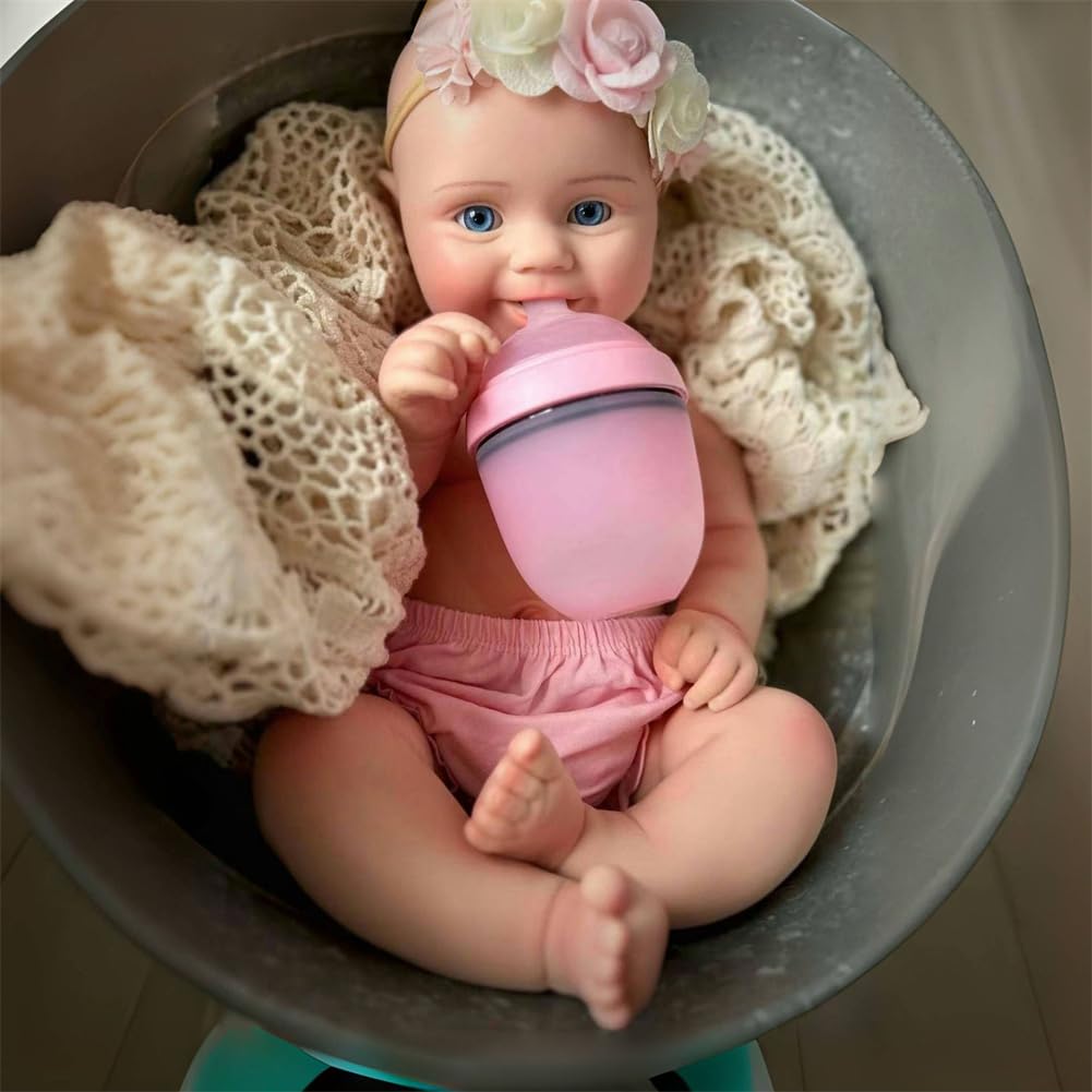 OCSDOLL 21 Inch 9 Lbs Maddie Girl Full Body Platinum Soft Silicone Reborn Doll - Realistic Lifelike Newborn Girl Doll Can Open Mouth Anatomically Correct Weighted Babies