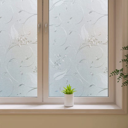 Frosted Privacy Glass Window Film, Vinyl Decorative Window Decals, Static Clings No-Glue Removable Window Film for Home Bathroom Living Room (35.4 x 78.7 inch)