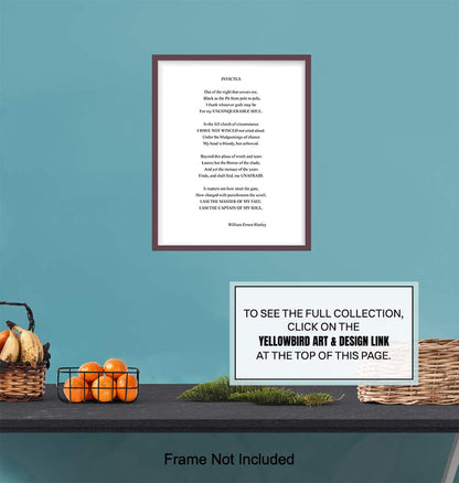 Invictus Poem Wall Art Print Typography - 8x10 Unframed Photo - Makes a Great Gift for Home Decor - Motivational and Inspirational