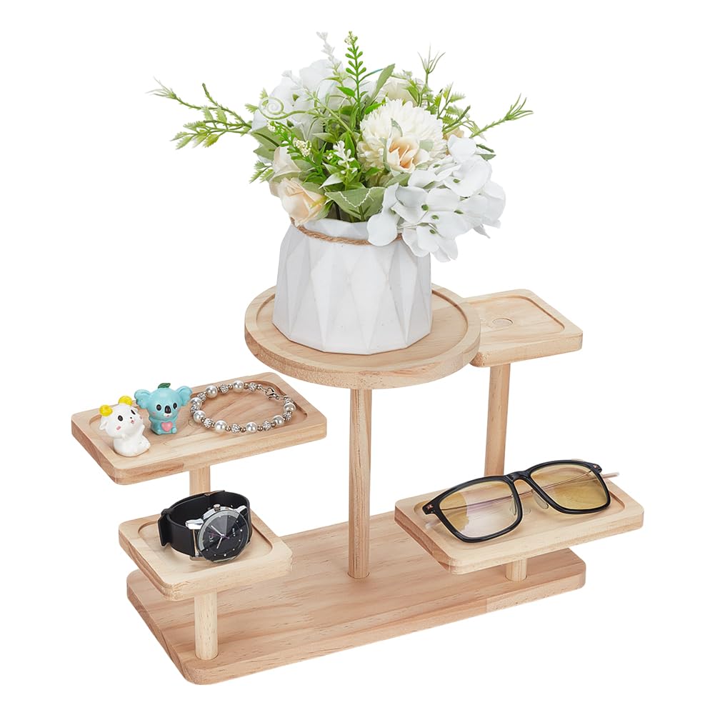 FINGERINSPIRE 5 Layer Wood Riser Stands Navajo White Tiered Display Rack Ladder Wood Display Stand Jewelry Stands Jewelry Organizer Holder for Jewelry Succulent Plants Home Decoration