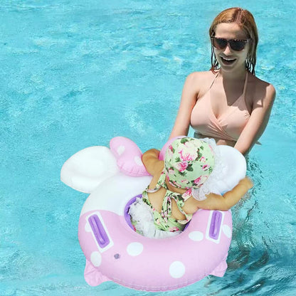 New Baby Swimming Pool Floats for Toddler Kids 8-48 Months Under 44lb, Inflatable Swim Ring Water Raft with Seat and Handle for Summer Beach Outdoor Children Infant Bath Toys (Pink & White Mouse)