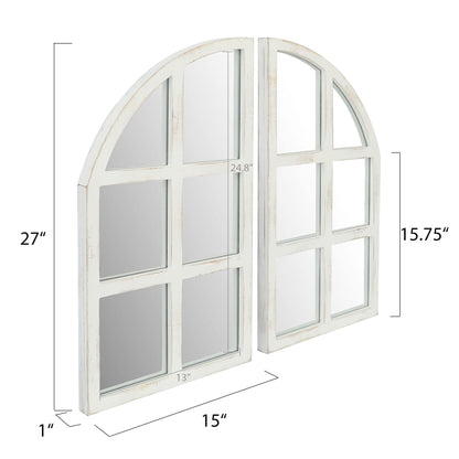 FLORA Farmhouse Mirror, Arch Window Wall Mirror for Kitchen Bedroom Living Room Wall Decor, Set of 2