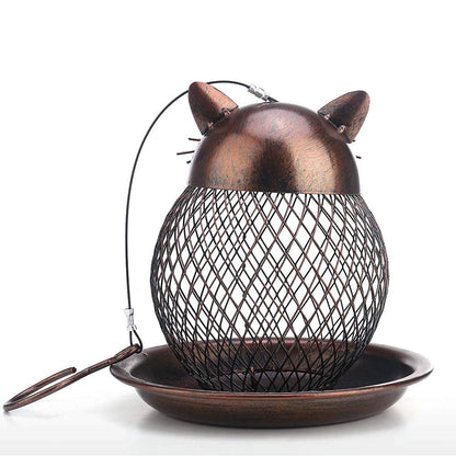 Outside Wild Bird Feeder, Heavy Duty Metal Frame Outdoor Bird Feeders Hanging for Garden Yard Decoration, Cute Cat Shaped
