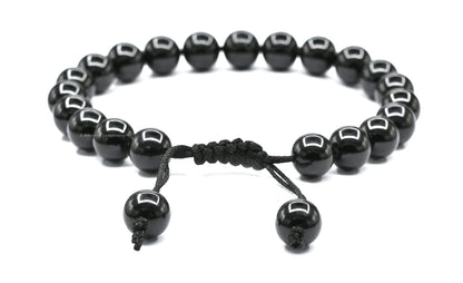 Amazing Gemstone Black Tourmaline Bracelet - Protection Healing Crystal Bracelet - 8mm Gemstone Beaded Adjustable Bracelet Pulseras Para Hombres Mujer Stocking Stuffers (Black Tourmaline Onyx)