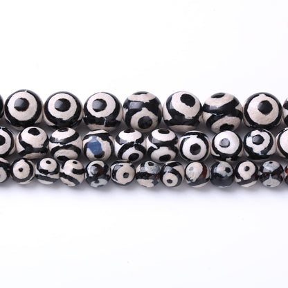 32PCS 12MM NaturalTibetan Stone Beads Round Loose Stone Beads for Jewelry Making DIY Energy Stone Healing Power Bracelet 15"