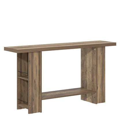 FOLUBAN 53 Inch Long Entryway Table, 2-Tier Wood Console Table with Storage Side Shelves, Farmhouse Sofa Table for Living Room, Narrow Hallway Foyer Table Behind Couch for Home Decor, Rustic Oak