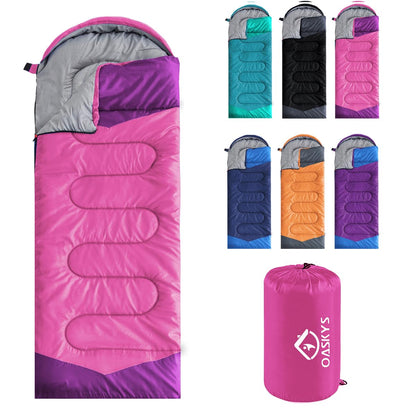 oaskys Camping Sleeping Bag - 3 Season Warm & Cool Weather - Summer Spring Fall Lightweight Waterproof for Adults Kids - Camping Gear Equipment, Traveling, and Outdoors