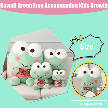 ELAINREN Cuddly Stuffed Frog with Donut,Ultra-Soft Green Froggy Plush Toy Kawaii Fernando Frog Plushie Doll Gifts/13.8''