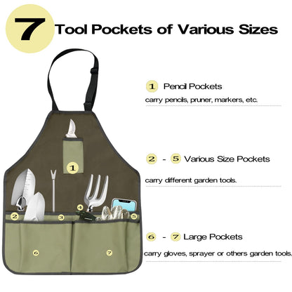 Garden Tool Set, Beswill 12 Pieces Heavy Duty Gardening Hand Tools with Garden Tools Organizer Handbag, Apron, Rust-Proof Stainless Steel Gardening Kit, Wood Handle, Ideal Garden Gifts for Women Men