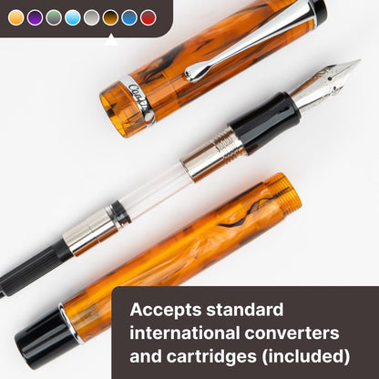 Conklin Duragraph Fountain Pen Amber - Broad Nib, Luxury Writing Instrument with Warm Amber Finish