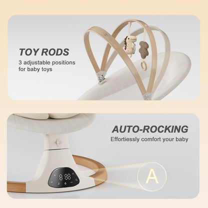 Baby Swings for Infants, Monamii Baby Swing, Infant Swing with 5 Speeds, 10 Lullabies, Electric Swing for Baby, Indoor & Outdoor Use (Beige)