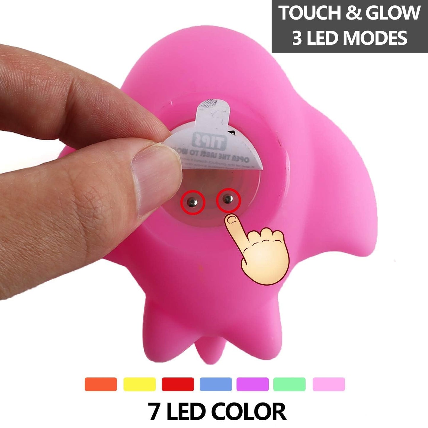 6 Packs No Hole Boat Bath Toy Set, Light up Changing Color in Water, Floating Rubber Bathtub Toys for Baby Toddler Infant Boy Girl Kid Play, Led Growing Pal in Shower Bathroom Tub or Swimming Pool