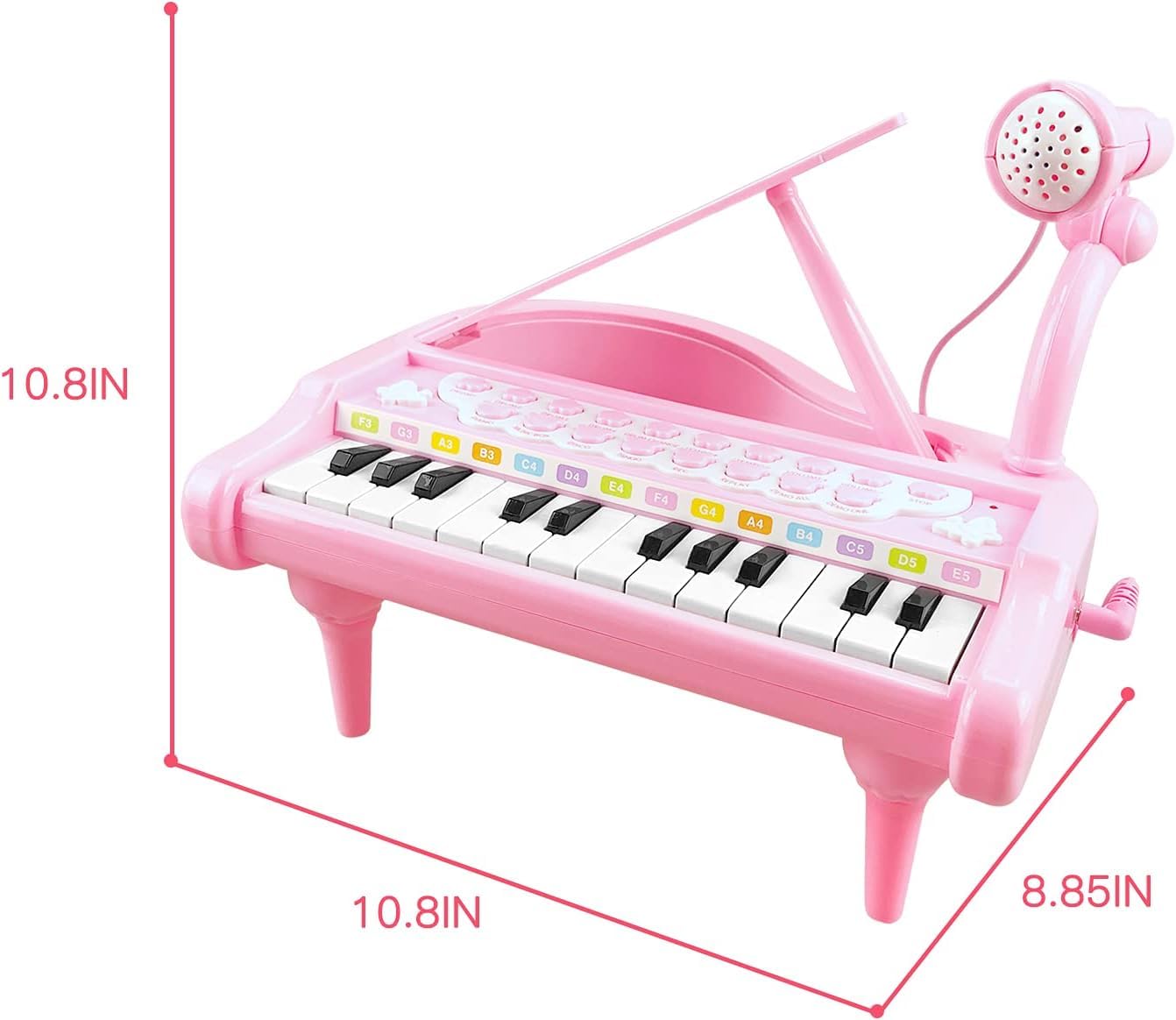Love&Mini Piano Keyboard Toys for Girls - 24 Keys Toddler Piano Music Toy Instruments with Microphone，Pink Piano Toys for 1 2 3 4 5 Years Old Girls Birthday Xmas Gifts (24 Keys Pink Piano Toy)