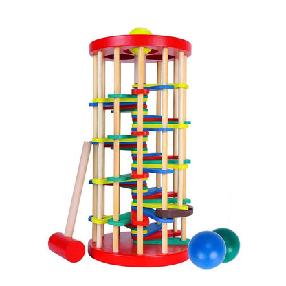 AVIUDHE Wooden Ball Drop Toy Kids Pounding Bench Hammer Pound Roll Ramp Toys Children Educational Montessori Gift for 3 4 5 Years Old Babies and Toddlers
