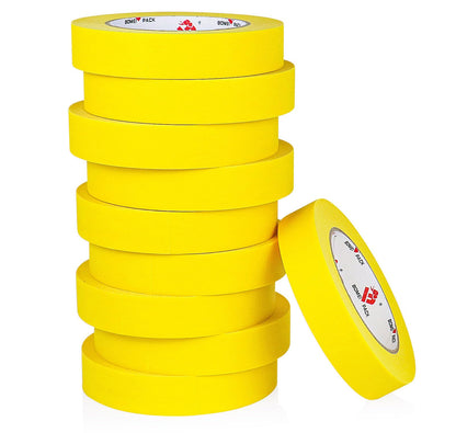 BOMEI PACK Yellow Painters Tape 1 Inch Bulk - Paint Tape 10 Rolls x 1 Inch x 55 Yards - Painter's Tape Yellow Masking Tape for Walls Painting, DIY Crafting, and School Projects, Total 550 Yards