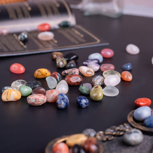 SigMntun Polished Colorful Healing Crystal Stone Set, 72 Pcs 0.5" Tumbled Gemstones, Bulk Decorative Pretty Rocks Collection for Meditation, Reiki, Grounding, Vase Filler, Mancala Stones and Crafts