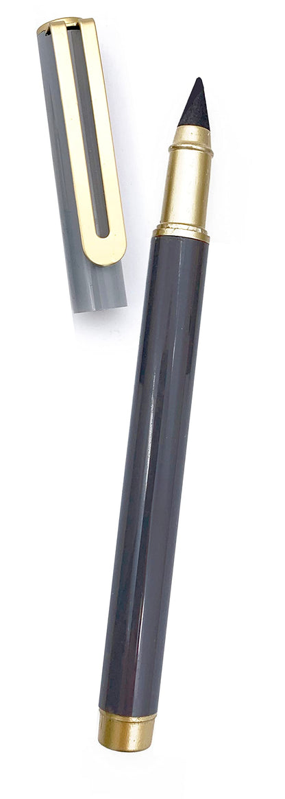SNIFTY Look Sharp Always Sharp Pen•cil - Compressed graphite tip equals 100 pencils - Gray metal barrel + cap + eraser