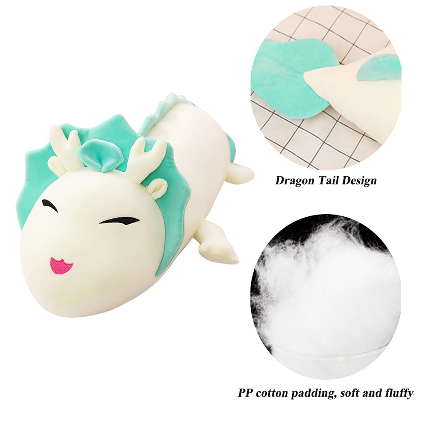 Hofun4U Dragon Plush Pillow, 50 Inch Dragon Stuffed Animals, Christmas Birthday Gift for Adults Kids Girls Boys