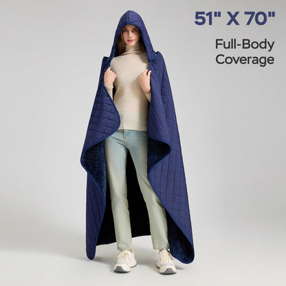 WAPROCOZ Waterproof Camping Blanket - Cozy Coral Fleece Lining, Triple Layers Warm Comfy Foldable for Camping Stadium, Beach, Picnic, Grass, Concerts, Car, Dog, 51''X 70'' Navy Blue