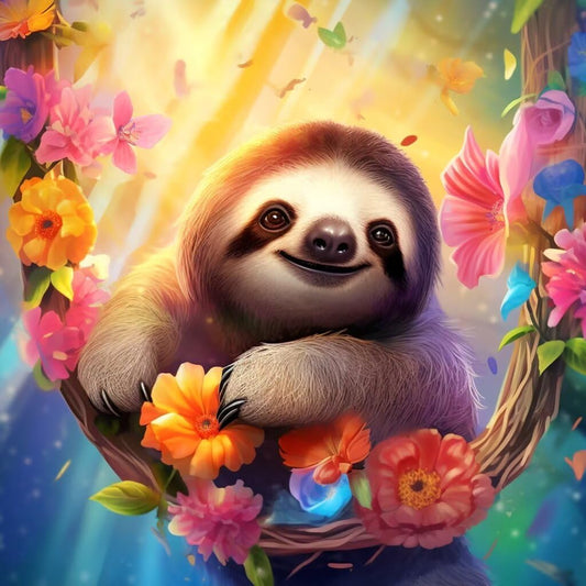 Zlinnar DIY Sloth Diamond Painting Kits for Adults Beginners Animal Diamond Painting 5D Round Full Drill Painting Dot Paint with Gem Art Kits Home Wall Decor Gift 12×12 Inches