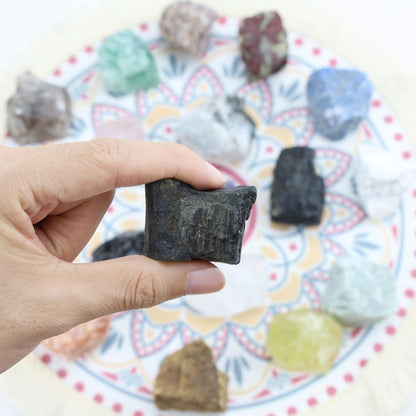 NUKAYAI 2Pcs Black Tourmaline 1.8-2.2" Large Natural Stones Raw Healing Crystals Black Tourmaline Crystals for Tumbling Cabbing Polishing Rock Rocks Rough Wire Wrapping Wicca Reiki Gifts