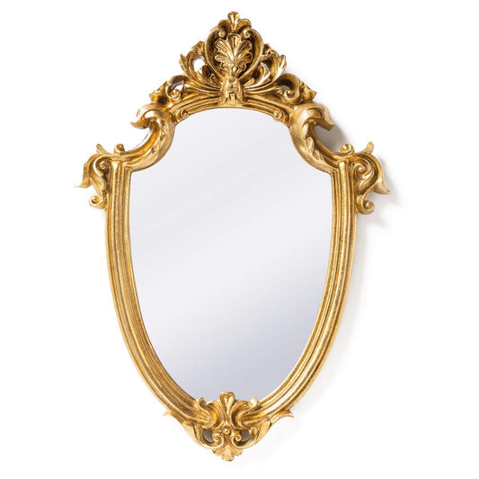 Funerom Vintage 11.6 x 9 Inch Very Small Decorative Wall Mirror Gold Shield Shape