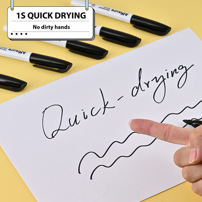 Affisure Permanent markers, 60 packs permanent markers bulk, quick drying in one second, waterproof, smooth, not easy to erase, durable, can be marked on glass, tiles and cloth, office supplies